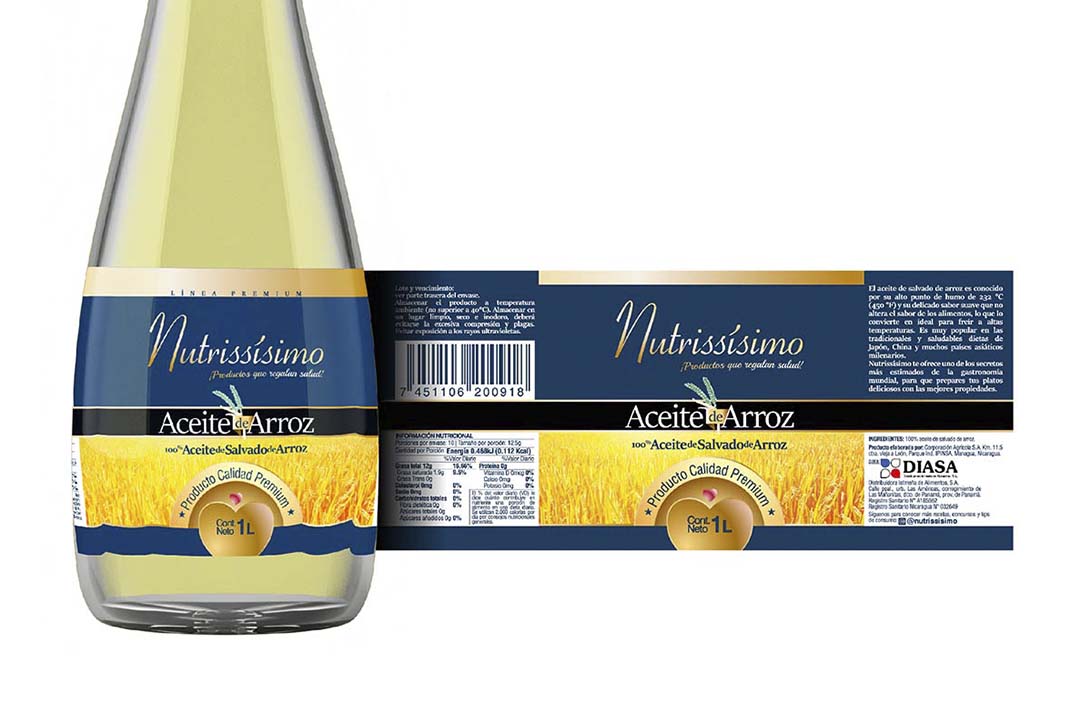 Etiqueta premium aceite de arroz